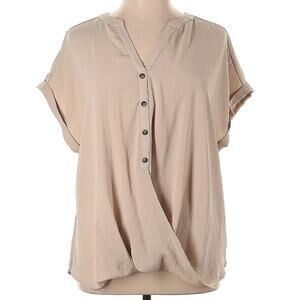 Dress Barn Plus Sz 1X Beige Lagenlook Oversized Baggy Casual Blouse Top $45